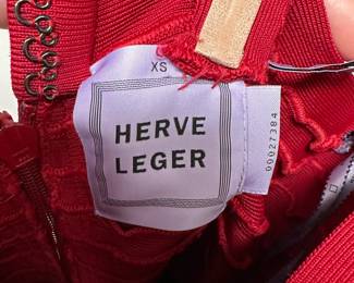 C76 - $40. XS - Herve Leger Red Mini Bandage Dress. 