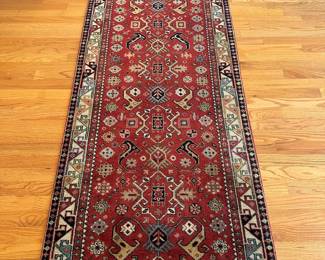C26 - $175 - Beautiful Long Runner. Measures 21'8" long x 31.5" wide. 100% Wool Pile. Made in India. 
