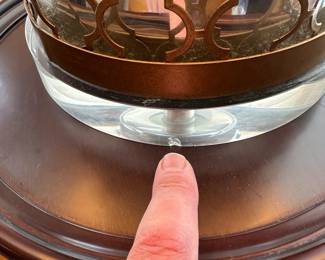 C23 - $15 - Single Table Lamp (small chip in Acrylic Base) shade is in good condition! Measures 27" tall. 