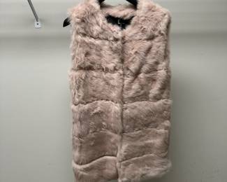 C85 - $50. XS - Love Token in Blush. Style LT40-15B. Tiered Fur Vest. 