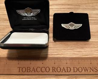 C9 - $100. Harley Davidson Sterling Silver Bar & Shield with wings. 100 Anniversary. Limited Edition #1557/5000. 