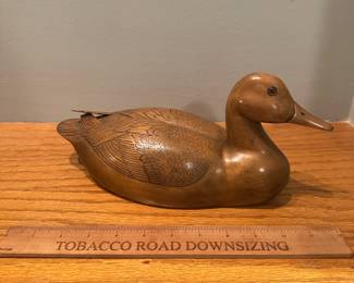 D12 - $20. Resin Duck Decoy. "Worlds Greatest Duck Hunter" signed on the bottom. 