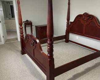 C49 - $250 - King Size 4 Poster Bed Frame. Measures 83" wide x 95" deep x 84" tall.  No frame / slats included. No mattress available. 