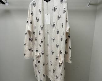 C64 - $60.  XS - Skull Cashmere Open Front Long Sweater