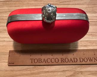 C108 - $400. Alexander McQueen Red Satin Clutch. Very gently used. Beautiful Color!