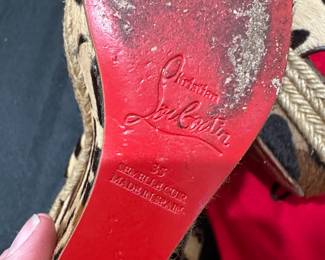 C123 - $150. Size 35. Christian Louboutin Tigresse Espadrille Wedges with bag & box. 