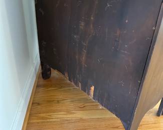 C39 - $150. Crescent Furniture Company. Small Antique Secretary. Measures 29.5" wide x 16" deep x 65.5" tall. Top piece is screwed to the base so it currently moves in one piece. Has been repaired on the bottom left foot. 