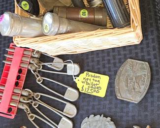 Vintage Buckles and flashlights 