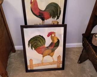 Hand painted rooster pictures - oil on canvas-1958