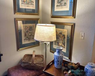 FRAMED FLORAL PRINTS - SPECIFIC MONTHS- BUTLERS TRAY TABLE, OTTOMOAN