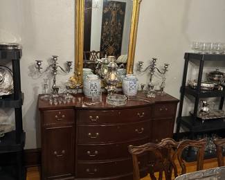 BUFFET SERVER AND FINE GILT FRENCH MIRROR