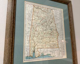 OLD MAP OF ALABAMA - FRAMED