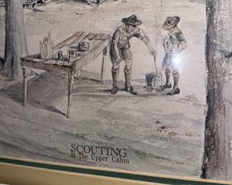 SIGNED PRINT - SCOUTING IN THE UPPER CABIN- BOY SCOUTS