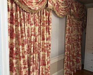FRECNCH TOILE DRAPERY- ALL WINDOW TREATMENTS ARE FOR SALE IN THIS HOME