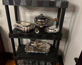 SILVER PLATE AND GLASS, SHRIMP CUPS