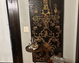 LARGE WALL PANEL AND SMALL WOOD STANDS