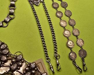 Victorian Sterling including watch fobs.