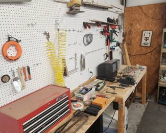 Extra large garage filled with immaculately, maintain tools, tool  chest, power tools and so much more