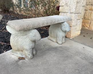 Vintage concrete bunny garden bench