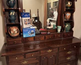 Solid wood dresser with matching mirror