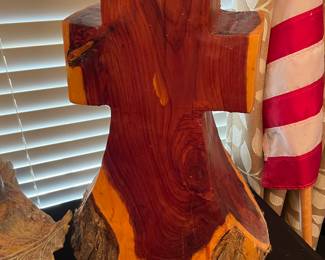 Carved Cedar wooden cross 