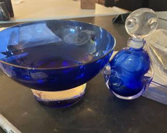 Hand blown cobalt blue glass