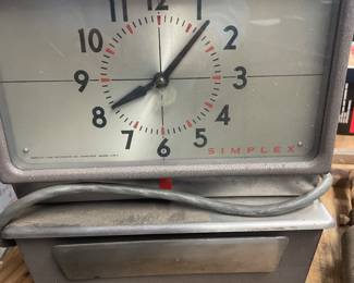 Vintage Grey Simplex Industrial Punch Time Clock 