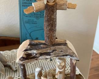 Artist Signed Carved Driftwood Nativity