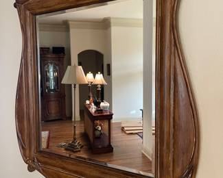 Artisan Crafted Carved Wooden Mirror 