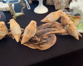 Louise Ortega Native American Artist signed carved birds
