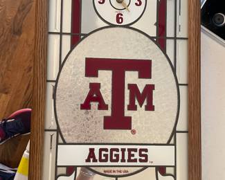 Vintage Texas A&M Aggies stain glass wall clock