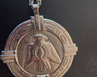 Vintage Sterling Silver Bell Trading Post Nickel Thunderbird Pendant 