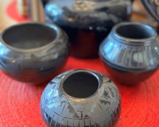 Native American Santa Clara Black Pottery by Peggy Tafoya, Robert Narango & Allison Ruben Martinez