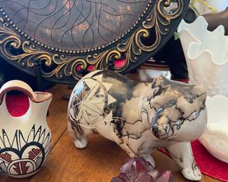 Vintage Navajo Horse Hair Pottery Bear