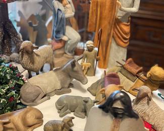 Complete Willow Tree Nativity & Hand crafted and signed ceramic nativities also 