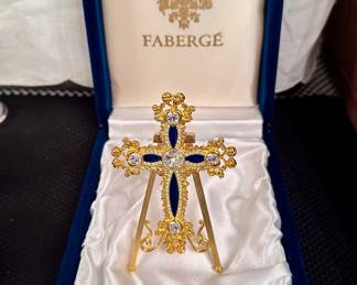 Faberge Cross with Stand in Box