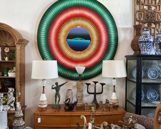 George Snyder abstract (American, b. 1951), Heywood Wakefield dresser; and more