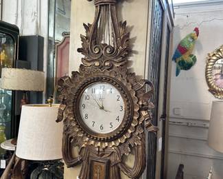 Carved wood Italian wall clock
