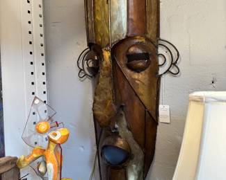 Vintage brutalist mask wall hanging