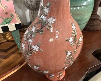 Handpainted Chinese earthenware pottery vase