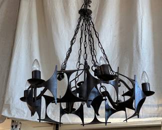 Moe Bridges burtalist iron chandelier