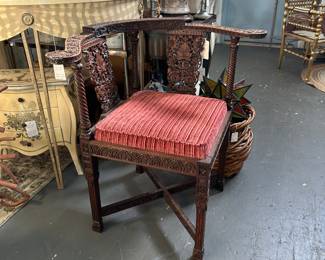 19th Century burmese teakwood corner chair, and more