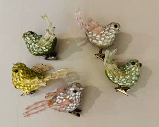 Vintage Beaded Bird Ornaments with Clip 