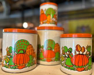 Vintage Metal Mushroom Canister Set 