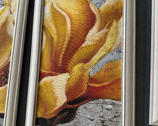 #41- $56 - 5 panels decorative art - yellow flower -34Tmax x overall 6'