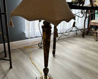 42B - $72 - Pair of metal with marble bottom lamps 36x14