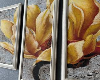 #41- $56 - 5 panels decorative art - yellow flower -34Tmax x overall 6'