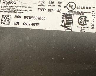 #110 - $800 -  Whirlpool washer & Whirlpool dryer

