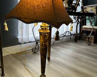 42B - $72 - Pair of metal with marble bottom lamps 36x14
