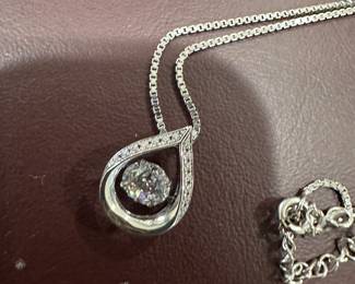 #76 - $48 - Rhythm Diamon cz necklace S925 Silver - chain 20"